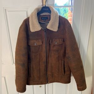 VINTAGE  XXL INC faux suede leather shearling lined men’s coat